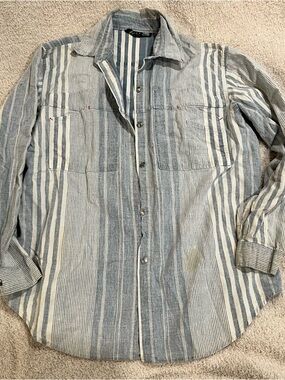 Vintage Pinot noir denim button down men’s medium 100% cotton striped